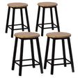 Set of 4 17.5-Inch Rustic Round Solid Wood Counter-Height Bar Stool with Footrest and Durable Steel Frame, Perfect for Dining Room, Kitchen Island and Home Bar - Ideal for Indoor and Outdoor Parties - LEHADAR