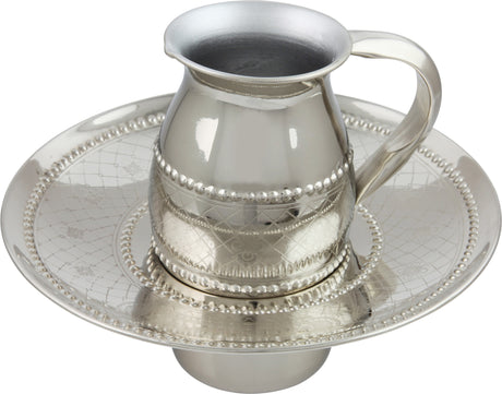 Mayim Achronim Stainless Steel Bowl(8973) 2.75" H 7.5" W Cup 4" H 2 1/2" - LEHADAR