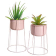 "Beautiful Set of 2 Decorative Contemporary Pink Metal Flower Planter Holders with Stand, 29"" and 26"" Tall, Perfect for Adding a Touch of Sophistication and Elegance to your Home" - LEHADAR
