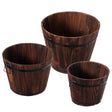 Rustic Wooden Whiskey Barrel Planter with Durable Medal Handles and Drainage Hole - Perfect for Indoor and Outdoor Plants, Herbs, and Vegetables - Set of 3 - LEHADAR