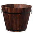 Rustic Wooden Whiskey Barrel Planter with Durable Medal Handles and Drainage Hole - Perfect for Indoor and Outdoor Plants, Herbs, and Vegetables - Large - LEHADAR