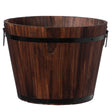 Rustic Wooden Whiskey Barrel Planter with Durable Medal Handles and Drainage Hole - Perfect for Indoor and Outdoor Plants, Herbs, and Vegetables - Medium - LEHADAR