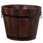 Rustic Wooden Whiskey Barrel Planter with Durable Medal Handles and Drainage Hole - Perfect for Indoor and Outdoor Plants, Herbs, and Vegetables - Small - LEHADAR