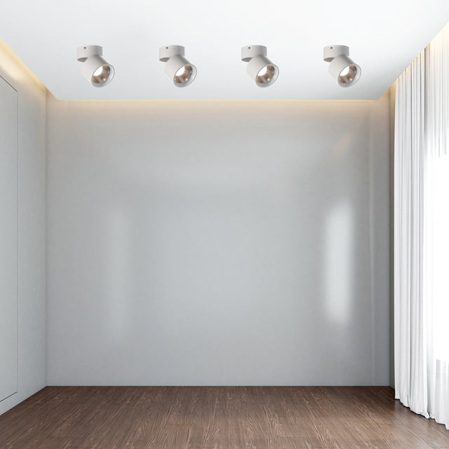 Sleek and Contemporary Aluminum Round LED Ceiling Spotlight - Adjustable Downlight with 15 Watt Cool White 4000K - Energy-Efficient Ceiling-Mounted Spot Lighting Long-Lasting Decorative and Modern - for Home, Office, and Commercial Spaces, White Set of 4 - LEHADAR