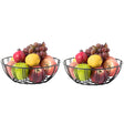 Black Iron Wire Fruit Bowl for kitchen counter, Storage Basket for Fruits, Vegetables, and Bread, Set of 2 - LEHADAR