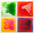 Sensory Liquid Gel Floor Square Tiles, 19.5 x 19.5 Inch Red/White, Green/White, Pink/Yellow, Blue/Red Kids Floor Mat, 4 Pack - LEHADAR