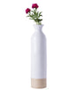 Elegant White Cylinder Shaped Tall Spun Bamboo Floor Vases, Embellished with a Glossy Lacquer and Enhanced with Natural Bamboo Finish - Stylish Home Decor, Heights of 23.5 Inches - LEHADAR