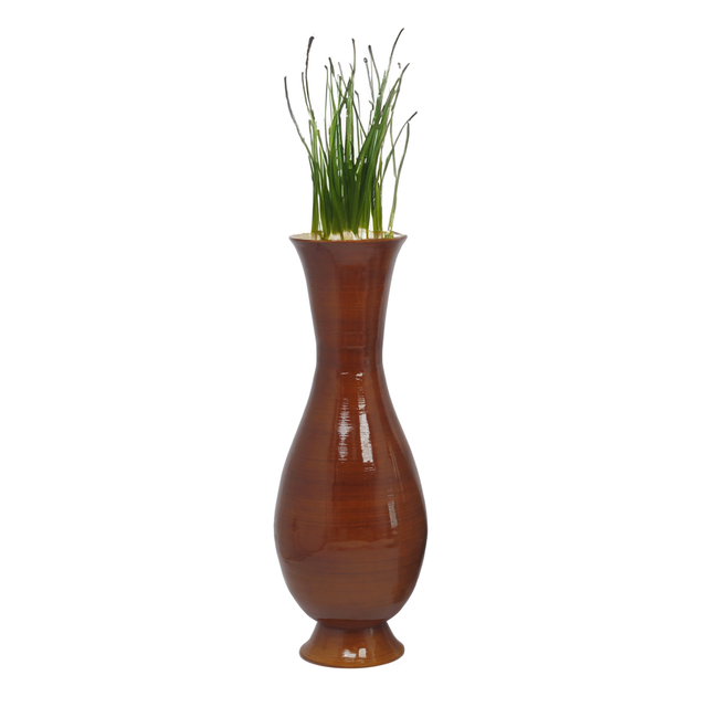 Tall Modern 15.75 in Dia Decorative Floor Vase: Handmade, Natural Bamboo Finish, Contemporary Home D̩cor, Handcrafted Bamboo, Elegant Interior Design, Bamboo Craftsmanship, Statement Piece for Modern Spaces, Large - LEHADAR