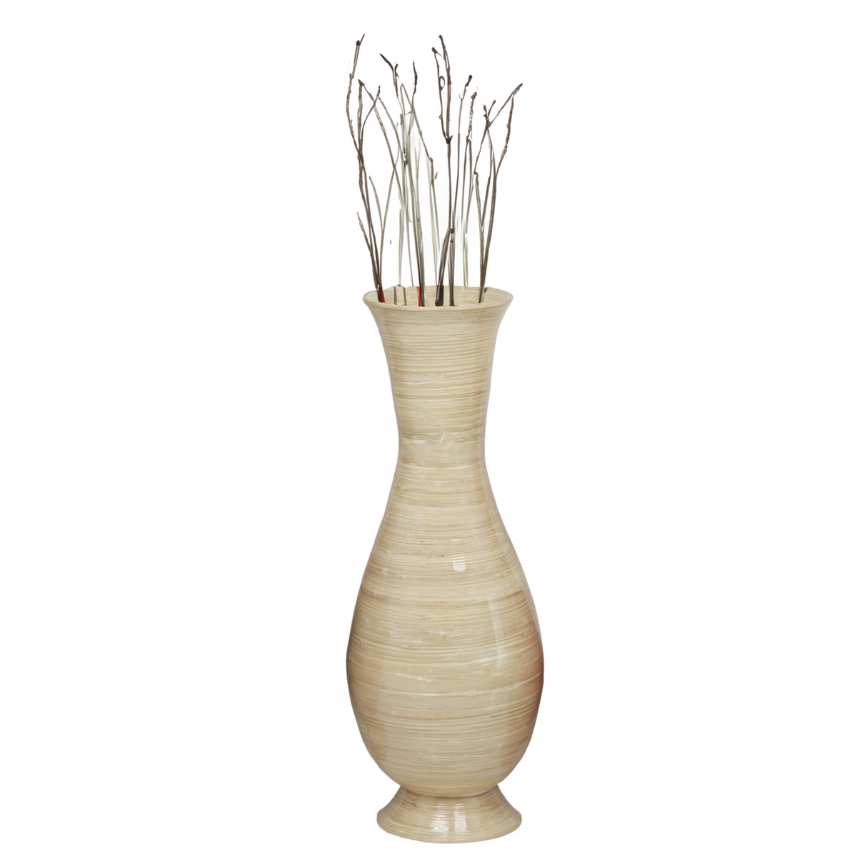 Tall Modern 13.8 in Dia Decorative Floor Vase: Handmade, Natural Bamboo Finish, Contemporary Home D̩cor, Handcrafted Bamboo, Elegant Interior Design, Bamboo Craftsmanship, Statement Piece for Modern Spaces, Medium - LEHADAR