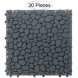 Interlocking Cobbled Stone Look Garden Pathway Tiles, Decorative Floor Grass Pavers Anti- Slip Mat, 30 pack - LEHADAR