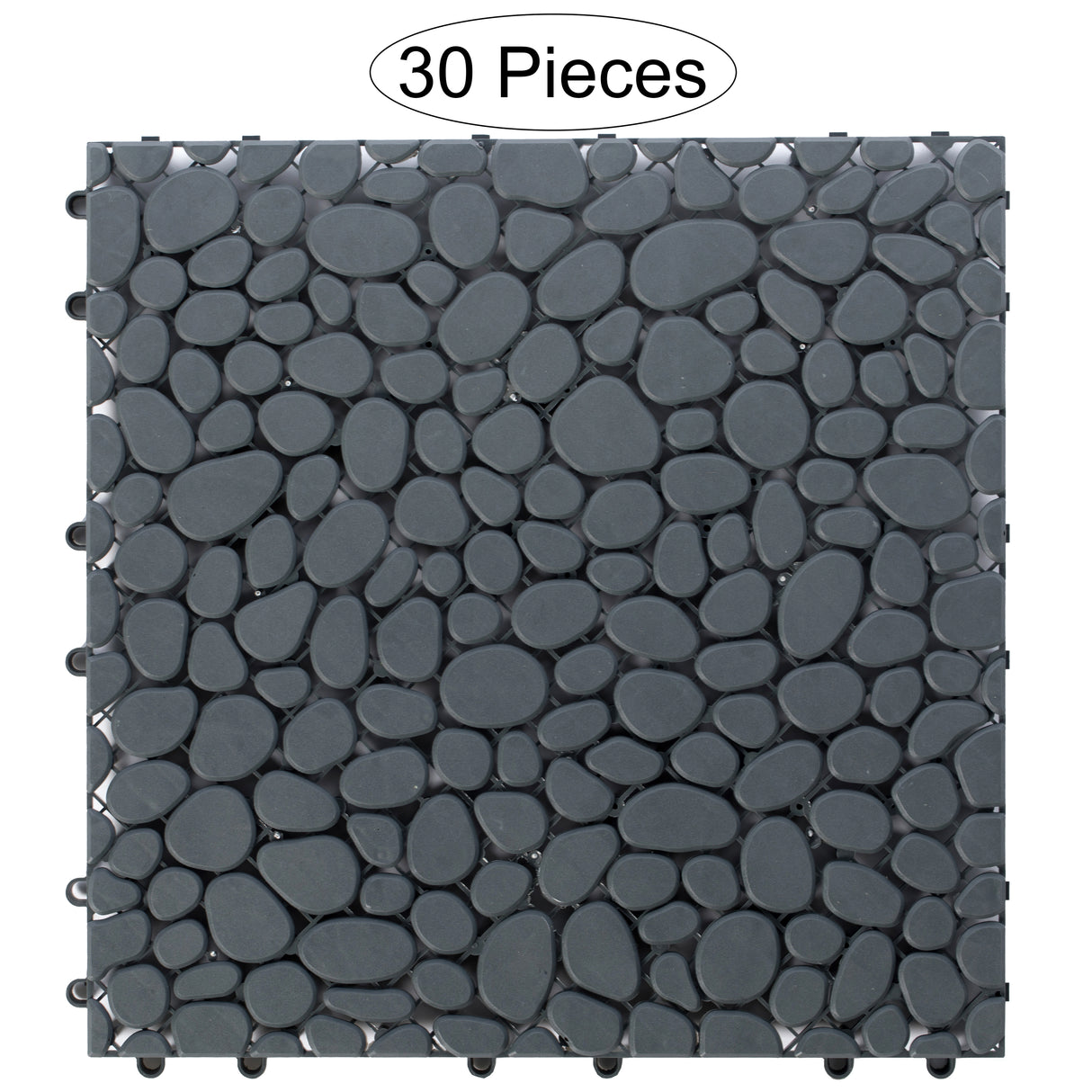 Interlocking Cobbled Stone Look Garden Pathway Tiles, Decorative Floor Grass Pavers Anti- Slip Mat, 30 pack - LEHADAR