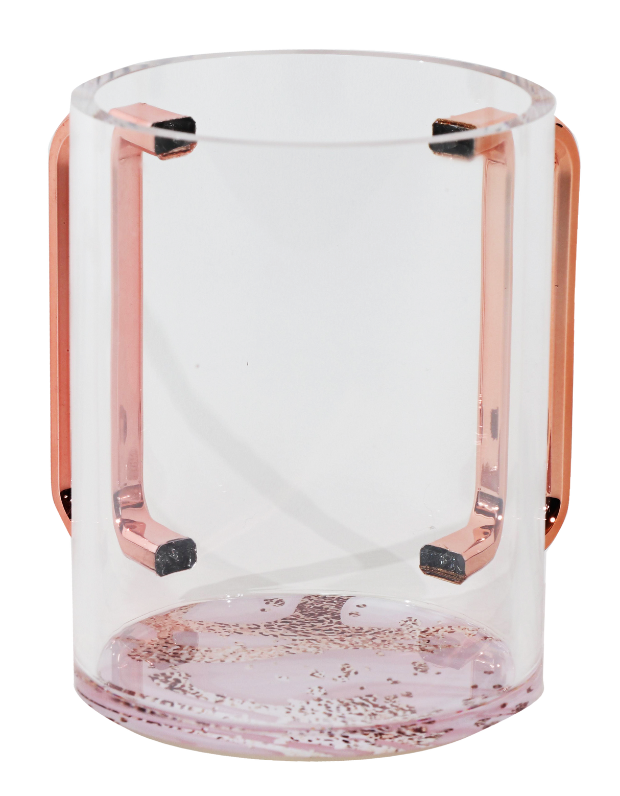 Acrylic Clear Washing Cup - Rose Handle - Rose&Gold Marble