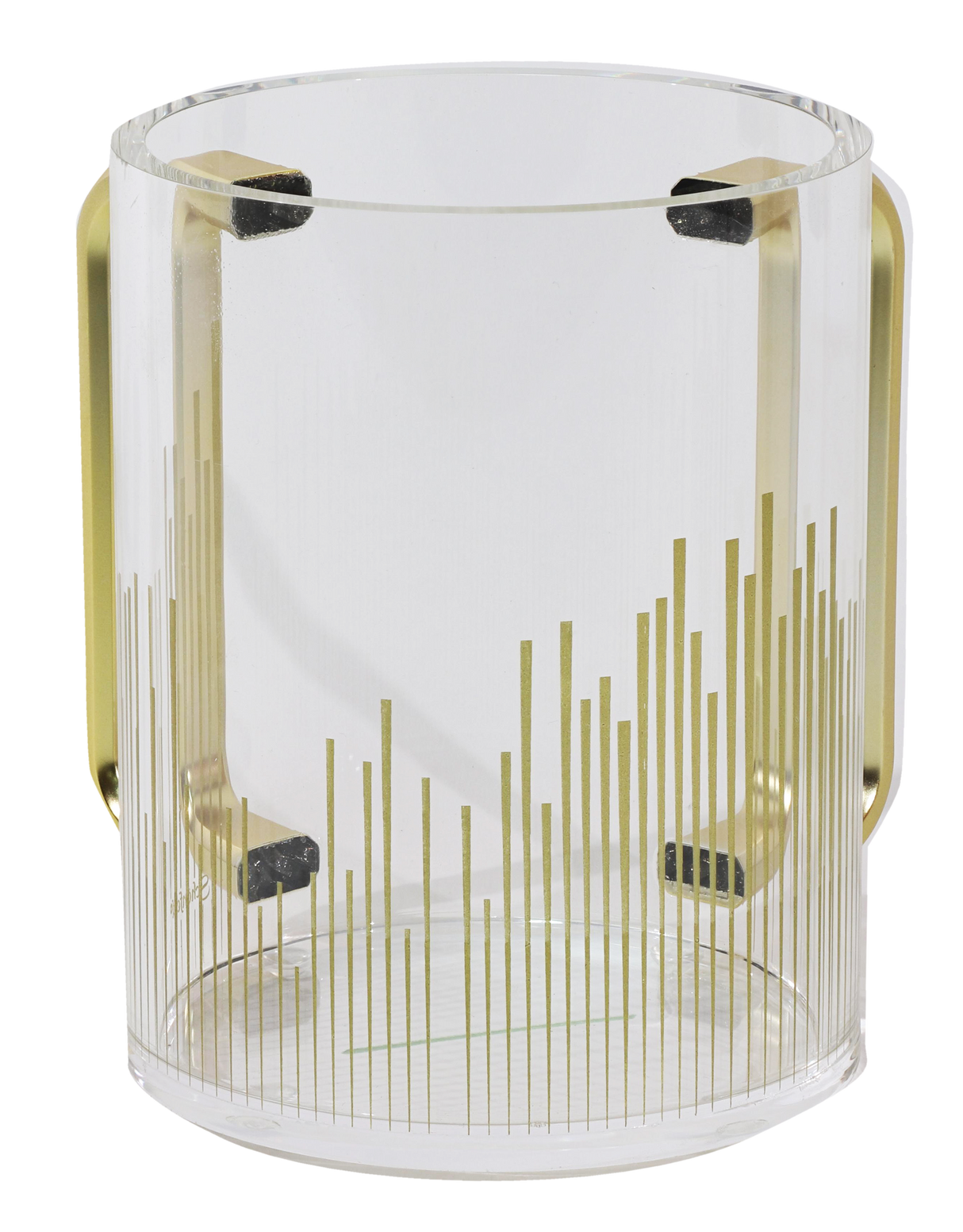 Acrylic Clear Washing Cup - Gold Handle - Gold Stripes