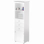 Tall Freestanding Storage Organizer Linen Tower, Vanity Closet, Bathroom Cabinet with 2 Open shelves, 3 Drawers, and a Closet, White - LEHADAR