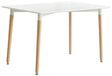 Mid-Century Modern Rectangular 4 Ft. Dining Table with White Plastic Tabletop and Solid Beech Wood Legs - LEHADAR