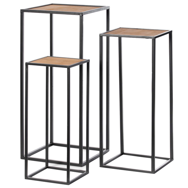 Modern Nesting Display Tables Square Accent Side End Table, Set of 3 - LEHADAR