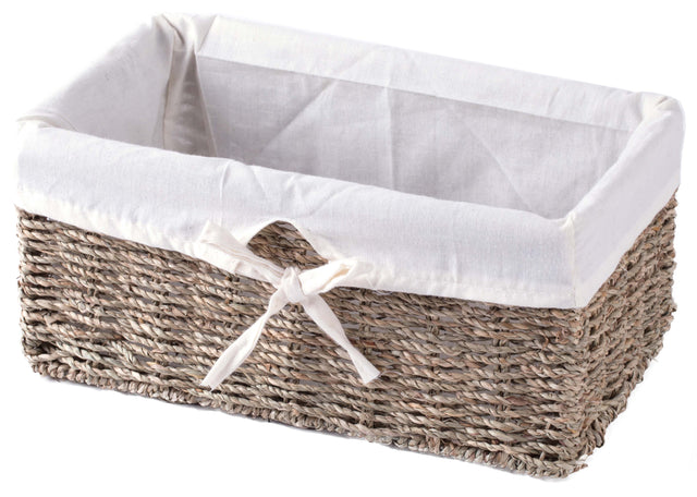 Seagrass Shelf Basket Lined with White Lining (Pack of 2) - LEHADAR