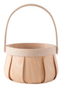 Small Round Natural Woodchip Wooden Decorative Storage Basket with Handle - LEHADAR