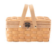 Small Woodchip Picnic Basket with Cover and Folding Handles - LEHADAR