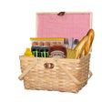 Gingham Lined Woodchip Picnic Basket With Lid and Movable Handles - LEHADAR