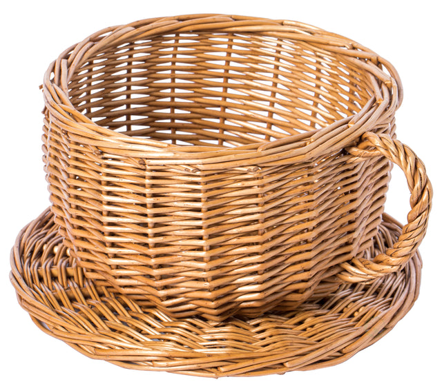 Wicker Saucer Coffee Mug Cup Decorative Gift Basket Desk Organizer - LEHADAR