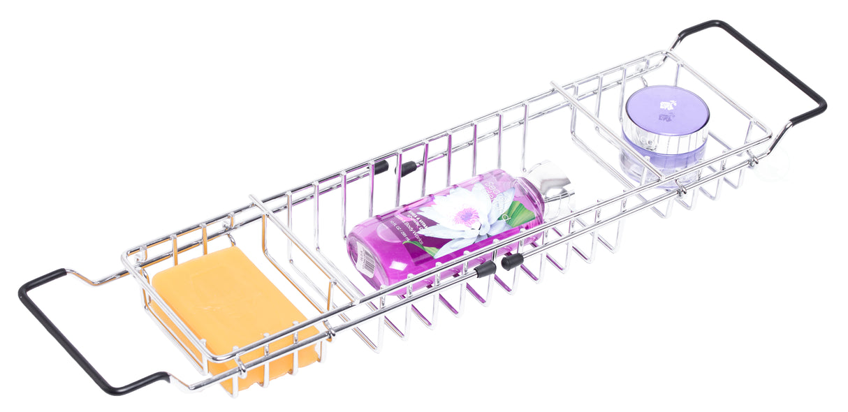 Expandable Metal Bathtub Caddy With, Rubber Handles - LEHADAR