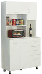 Kitchen Pantry Storage Cabinet with Doors and Shelves, White - LEHADAR