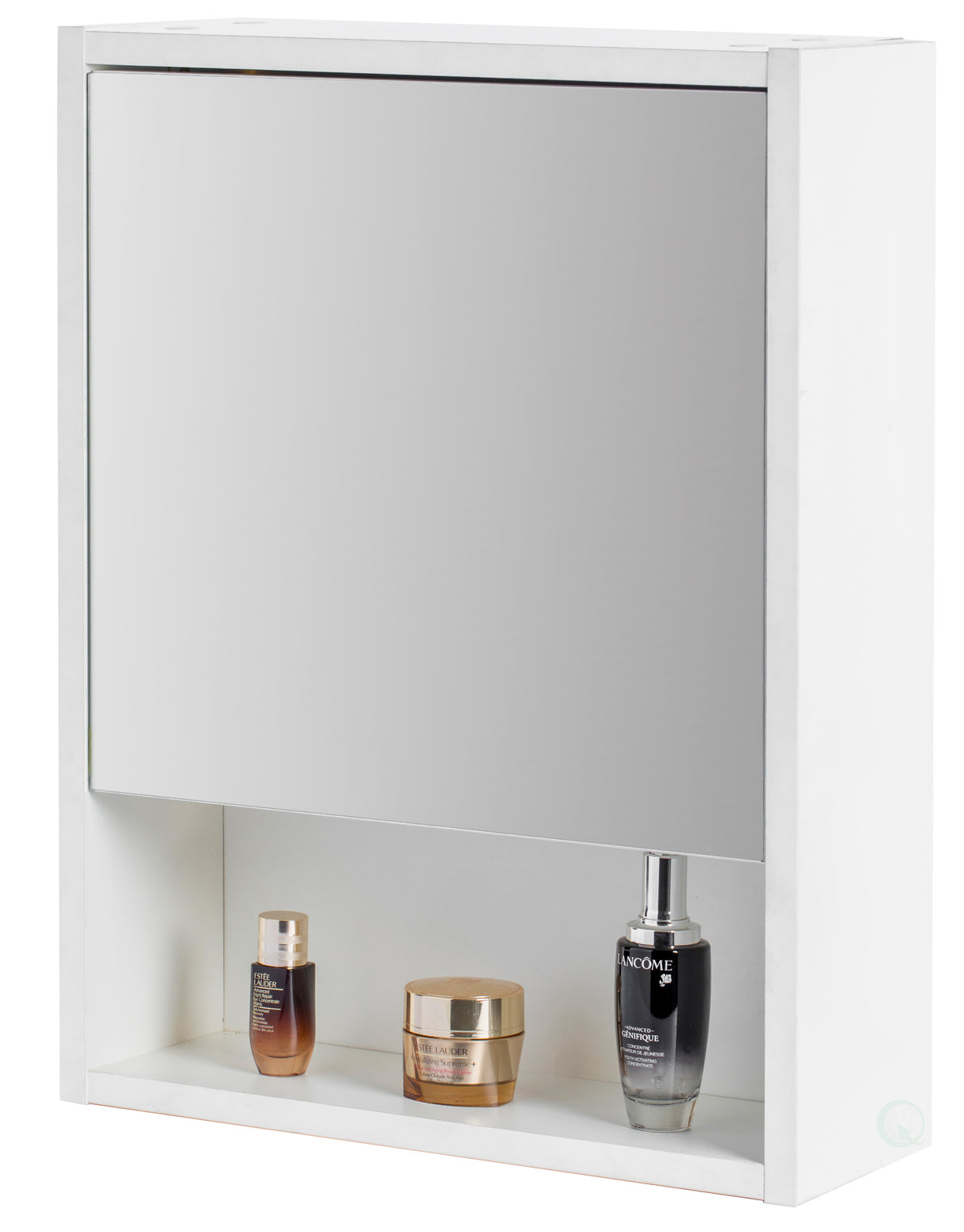 White Wall Mounted Bathroom Storage Cabinet, Mirrored Vanity Medicine Chest with 3 Shelves - LEHADAR