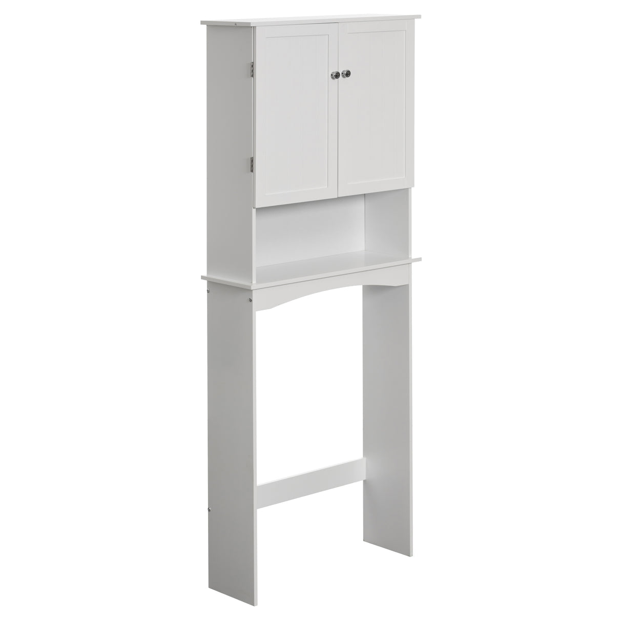 White Over the Toilet Standing Cabinet Organizer for Bathroom with Open Shelf - LEHADAR
