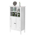 White Bathroom Storage Cabinet with 2 Doors and 2 Open Shelves for Bedroom, Bathroom, and Vanity - LEHADAR
