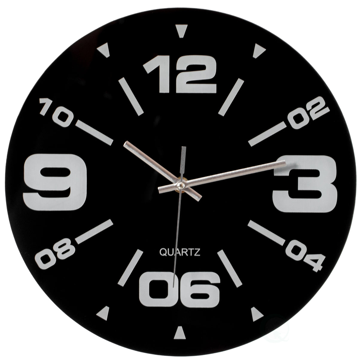 Black Decorative Unique Modern Round Glass Wall Clock, for Living Room, Kitchen, Dining or Bedroom - LEHADAR