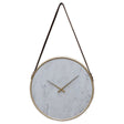 Decorative Contemporary Metal Wall Clock Marble Look Face, Gold Rim and Handles with Hanging Band, for Dining, Living Room, or Kitchen - LEHADAR