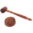 Wooden Decorative Brown Gavel Hammer with Wood Base Block for Lawyers, Judges, and Courts - LEHADAR