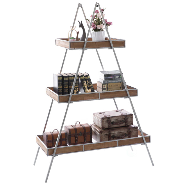 Large Ladder Triangular 3 Tier Metal Display Shelving Server Rack - LEHADAR