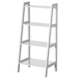Decorative White Wooden Modern 4-Tier Ladder Bookshelf, Flower and Plant Display - LEHADAR