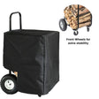Gardenised Black Firewood Rack Outdoor Indoor, Heavy Duty Firewood Carrier with Front Wheels Wood Fireplace Tool Rack, Rolling Storage Cart Cover Included - LEHADAR