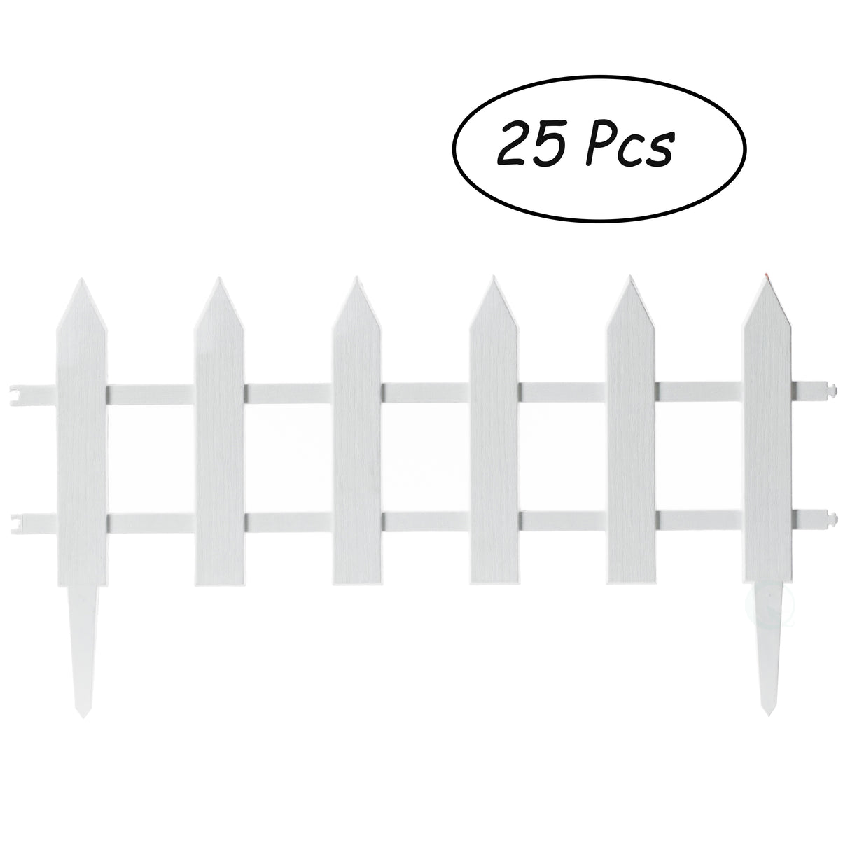White Vinyl Garden Lawn Picket Fence Patio Flower Bed Garden Lawn Gate, 25 Pack - LEHADAR