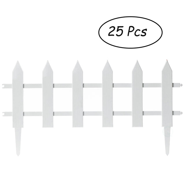 White Vinyl Garden Lawn Picket Fence Patio Flower Bed Garden Lawn Gate, 25 Pack - LEHADAR