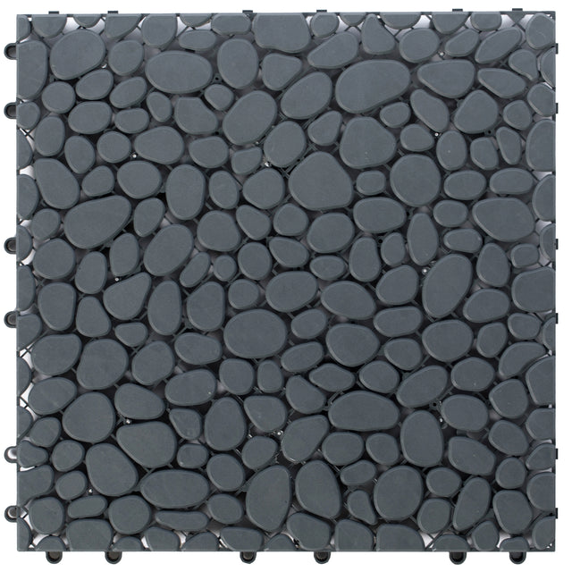 Interlocking Cobbled Stone Look Garden Pathway Tiles, Decorative Floor Grass Pavers Anti- Slip Mat, 5 pack - LEHADAR