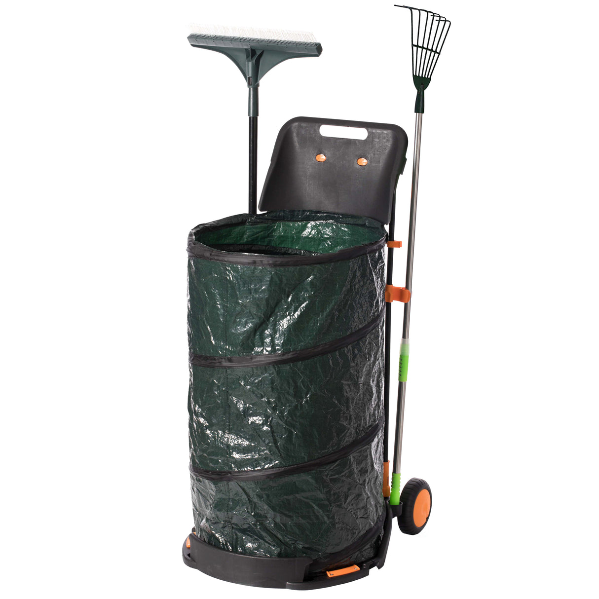 Green Garden Leaf Collector Caddy Tool Bag Holder with Hand Scoop Collapsible Trash Can - LEHADAR