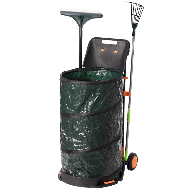 Green Garden Leaf Collector Caddy Tool Bag Holder with Hand Scoop Collapsible Trash Can - LEHADAR