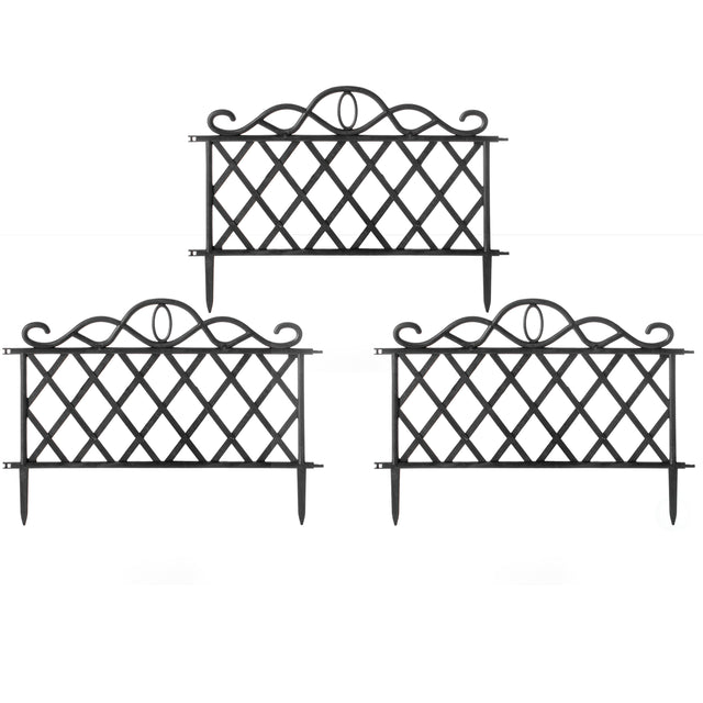 Plastic Garden Edging Border Fence, Flower Bed Barrier, Set of 3 - LEHADAR