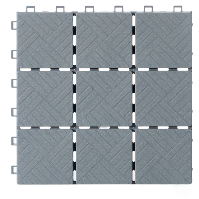 Gray Interlocking Garden Path Tiles Outdoor Flooring Decorative Floor Grass Paver, Pack of 5 - LEHADAR