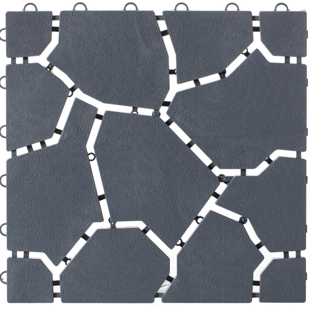 Gray Garden Path Track Interlocking Stone Look Design Pathway Tile Floor Paver, Pack of 4 - LEHADAR