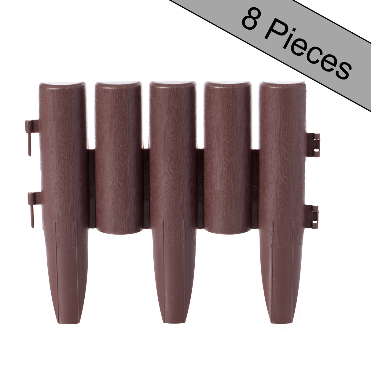 Decorative Interlocking Half Log Lawn Edging Garden Ornamental Fence Border, Pack of 8 - LEHADAR