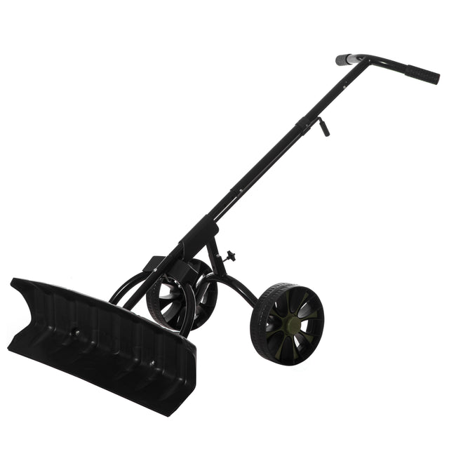 Extra Wide 36 in. Snow Shovel Plow Pusher Remover with Large Rugged Wheels, Heavy Duty, Black - LEHADAR