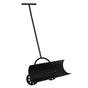 Black Heavy Duty Snow Shovel Rolling Pusher Remover with Wheels and Wide Blades - LEHADAR