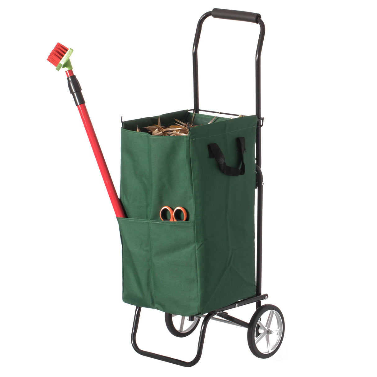 Large Cart with Wheels, Lightweight and Sturdy Rolling Utility Cart for Groceries, Garden, Laundry, Shopping and Picnic, Green - LEHADAR