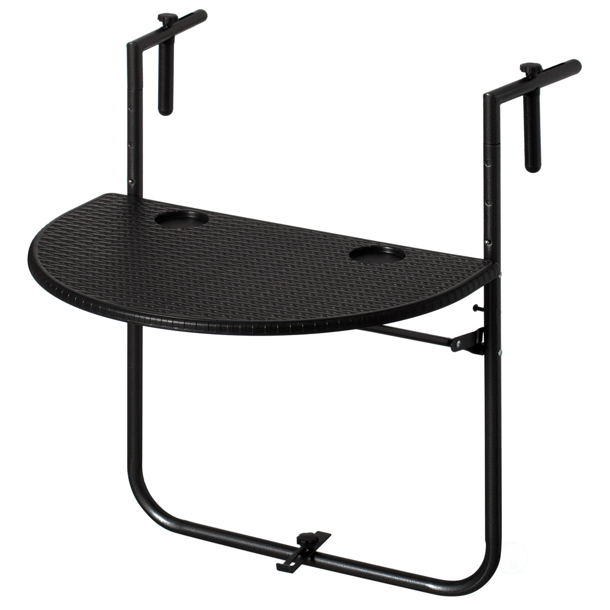 Indoor and Outdoor Rattan Decorative Plastic Foldable Balcony Table, Black - LEHADAR