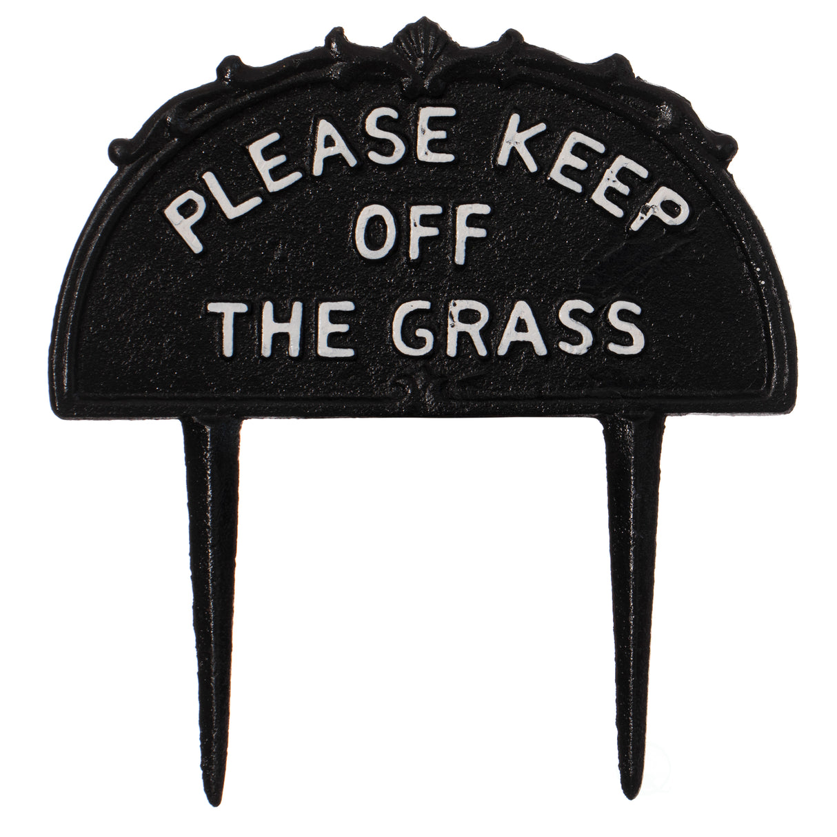 Decorative Please Keep Off The Grass Post, Outdoor Warning Ground Cast Iron Stake, Black - LEHADAR